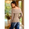 imageArachampampCloz Womens Wool Blend Slim Fit Off The Shoulder Fall Sweater 2025Khaki