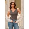 imageArachampampCloz Womens Wool Blend Sweaters Non See Through Double VNeck AllSeason Tank 2025Coffee