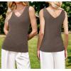 imageArachampampCloz Womens Wool Blend Sweaters Non See Through Double VNeck AllSeason Tank 2025Coffee