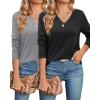 imageArachampampCloz 2 Pack Womens Sweaters 2024 Lightweight Soft V Neck Long Sleeve Fall Tops Fashion Clothes Casual Shirts PulloverBlackgrey