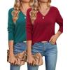 imageArachampampCloz 2 Pack Womens Sweaters 2024 Lightweight Soft V Neck Long Sleeve Fall Tops Fashion Clothes Casual Shirts PulloverBurgundygreen