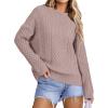 imageArachampampCloz Womens Wool Blend Cable Knit Fall Winter Chunky Oversized Sweaters 2025Light Nutmeg