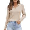 imageArachampampCloz Womens Wool Blend Collared Fall Pullover Sweaters Business Casual Outfits 2025Apricot