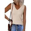 imageArachampampCloz Womens Wool Blend Sweaters Non See Through Double VNeck AllSeason Tank 2025Apricot