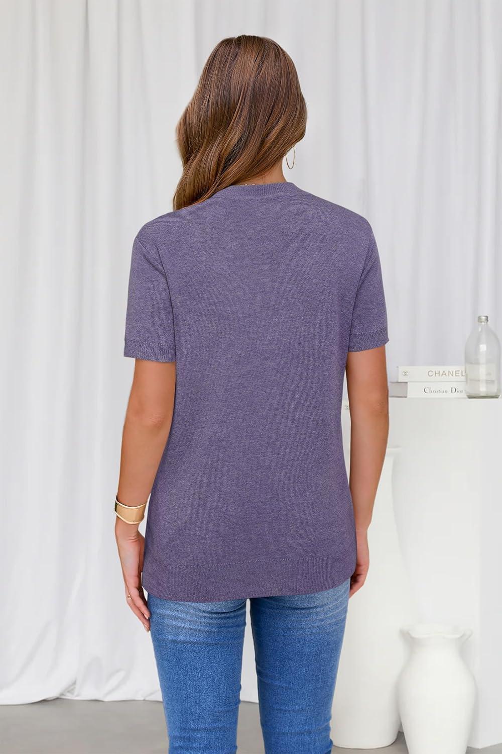 imageArachampampCloz Womens Wool Blend Business Casual Essential Fall Layering Pullover SweatersAcorn Violet