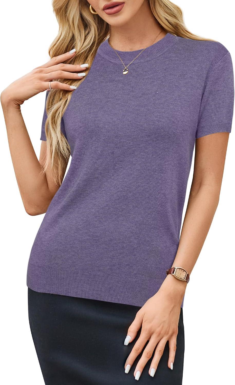 imageArachampampCloz Womens Wool Blend Business Casual Essential Fall Layering Pullover SweatersAcorn Violet