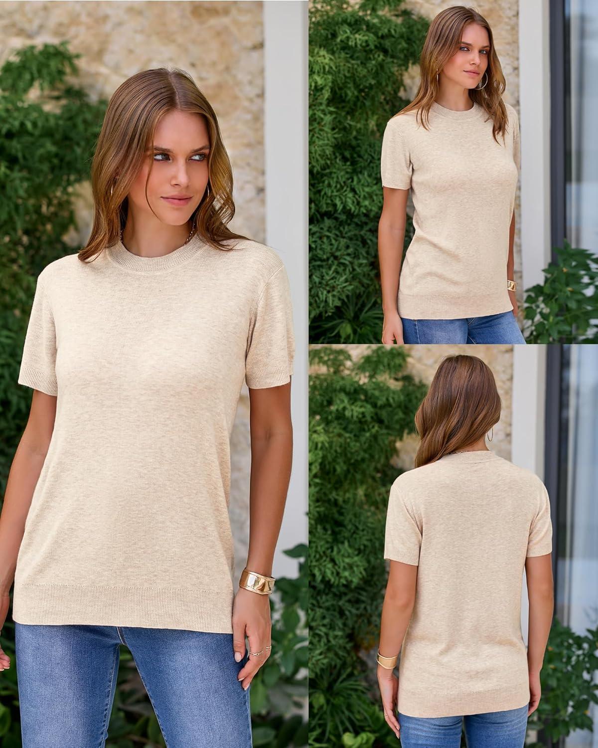 imageArachampampCloz Womens Wool Blend Business Casual Essential Fall Layering Pullover SweatersApricot