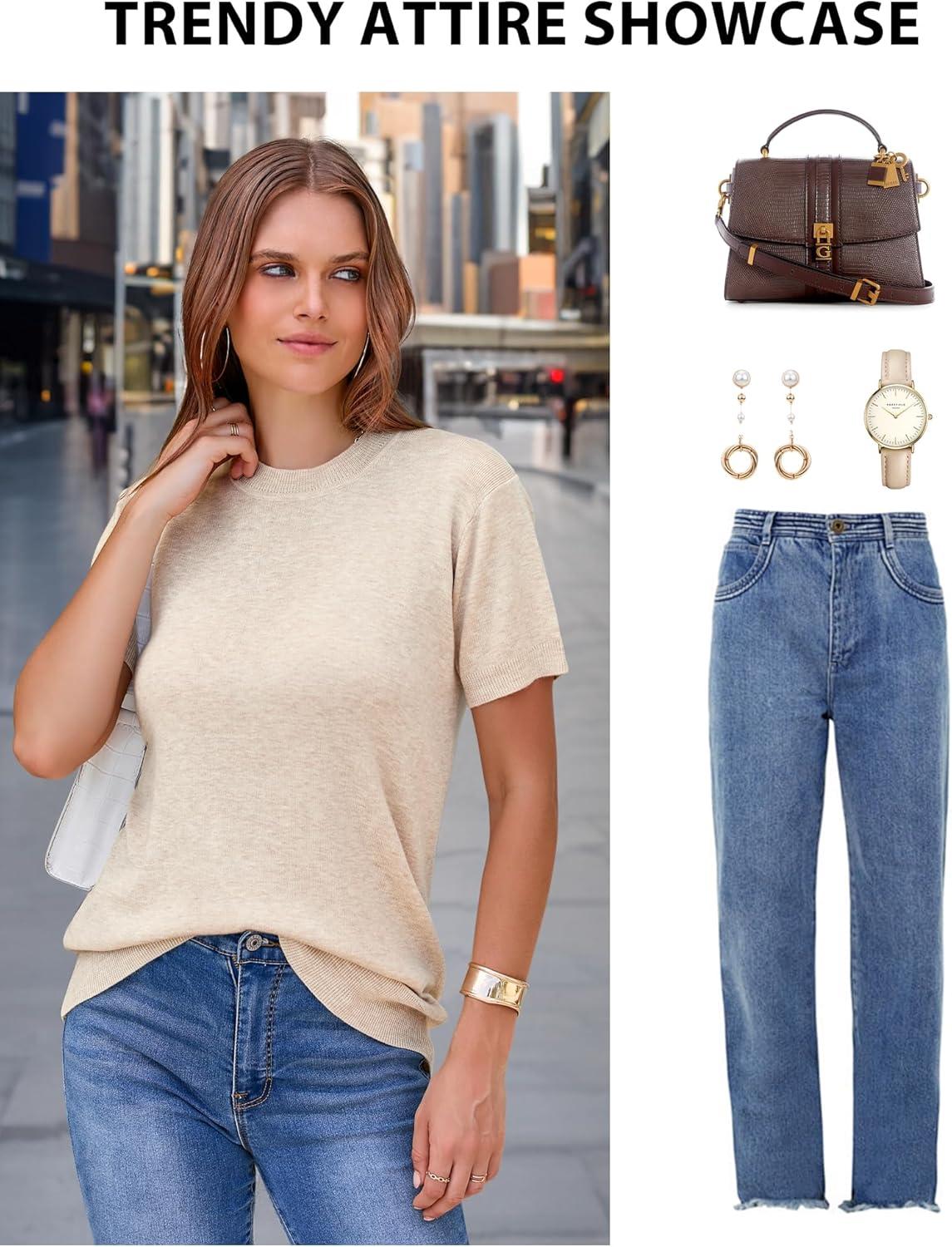 imageArachampampCloz Womens Wool Blend Business Casual Essential Fall Layering Pullover SweatersApricot