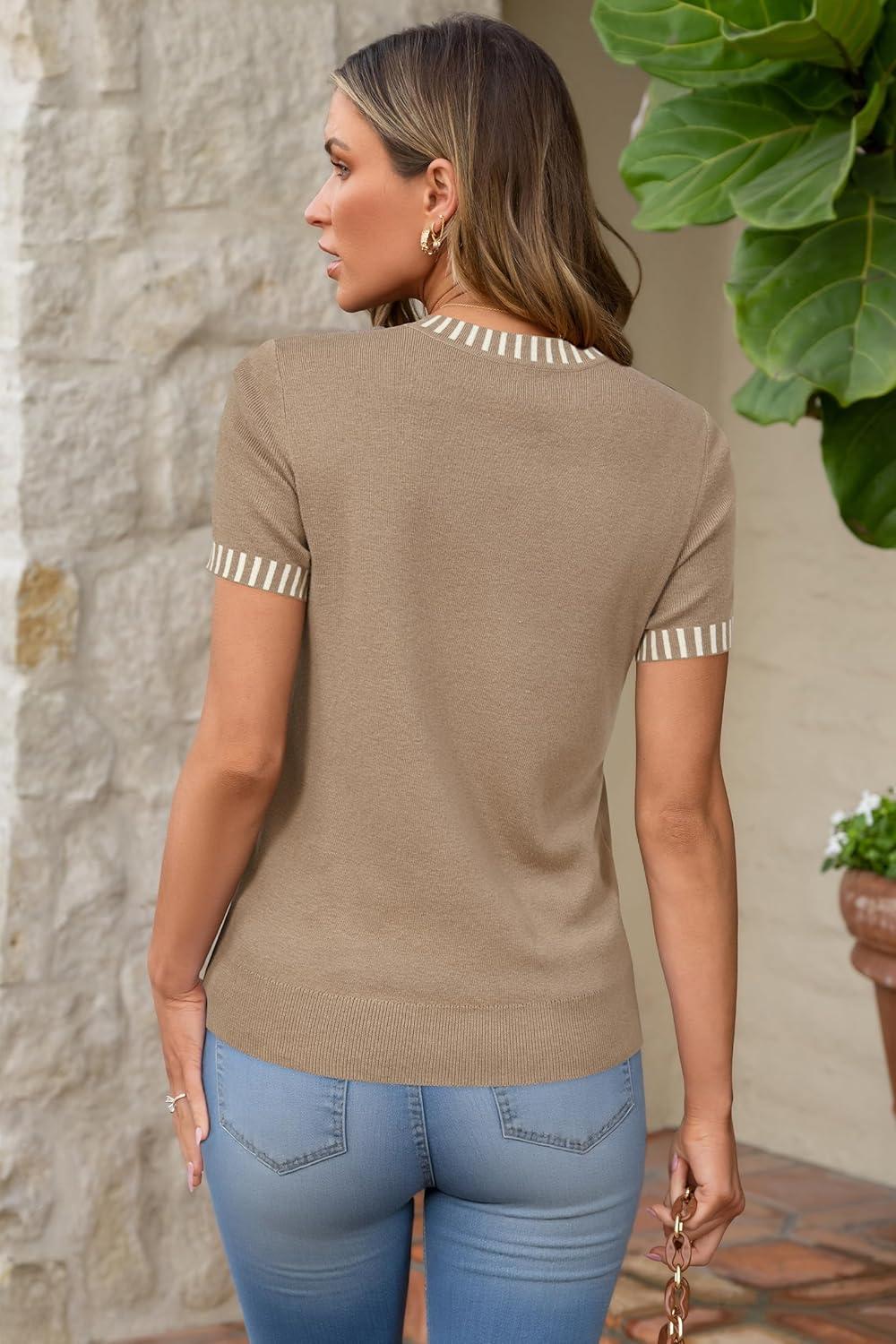 imageArachampampCloz Womens Wool Blend Business Casual Essential Fall Layering Pullover SweatersCamel025132