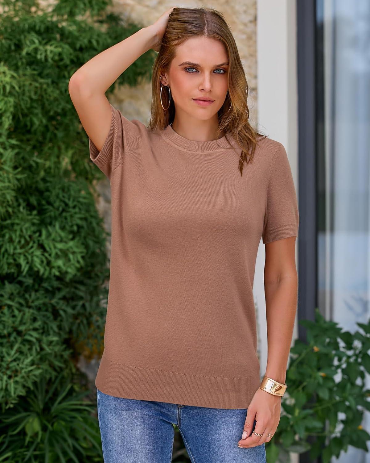 imageArachampampCloz Womens Wool Blend Business Casual Essential Fall Layering Pullover SweatersMocha Mousse