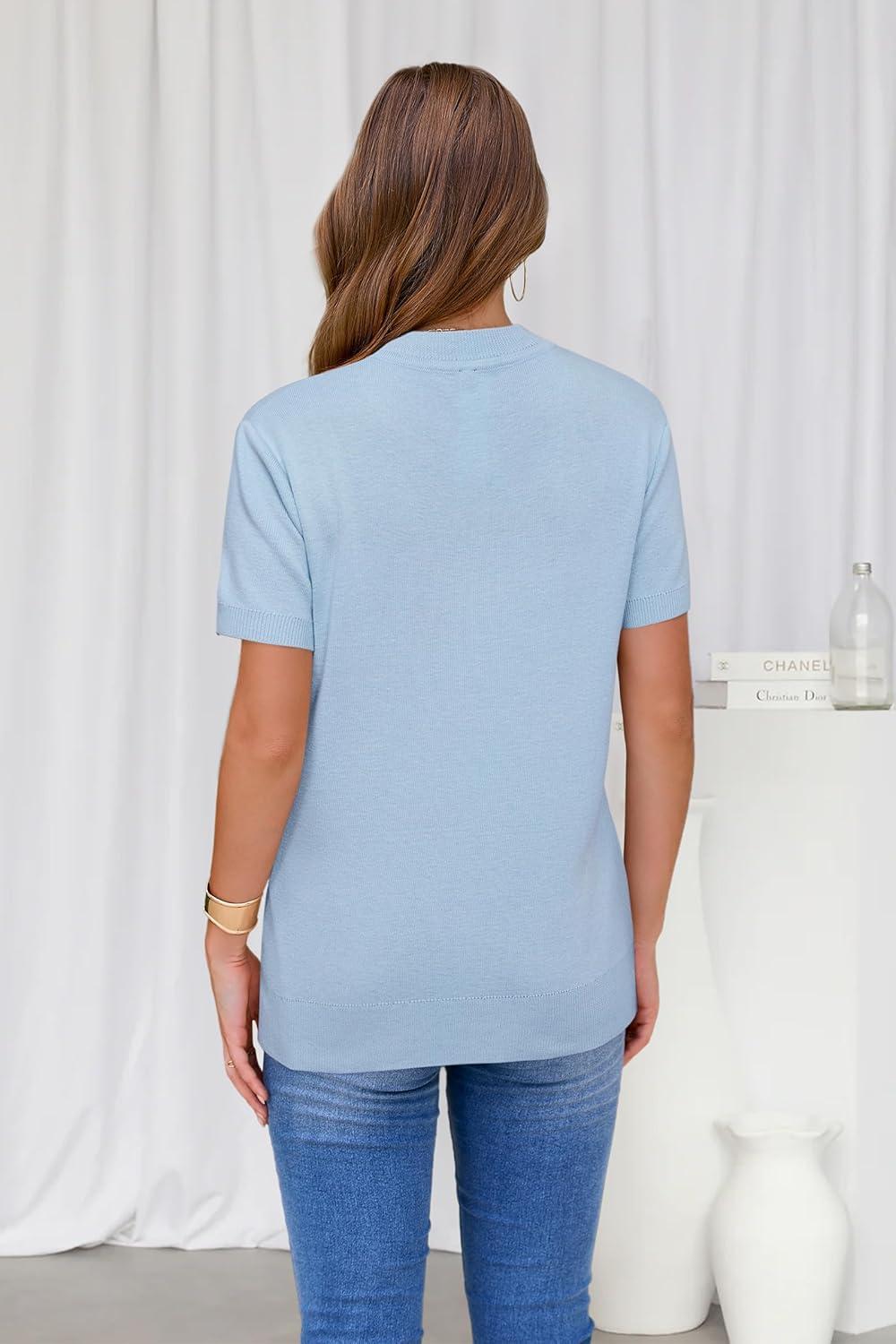 imageArachampampCloz Womens Wool Blend Business Casual Essential Fall Layering Pullover SweatersPale Blue