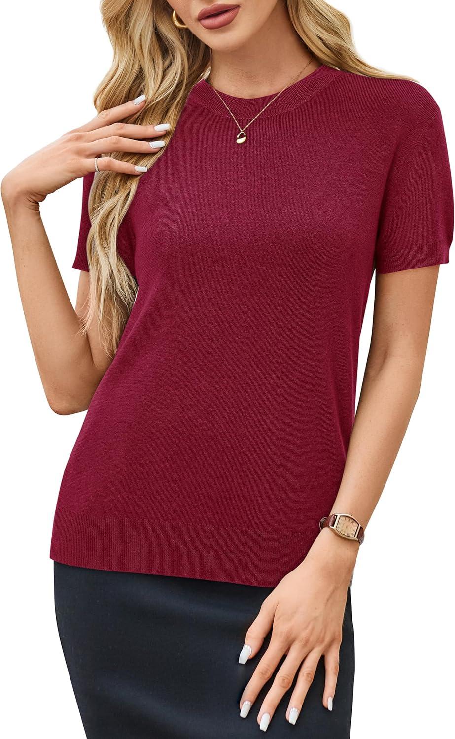 imageArachampampCloz Womens Wool Blend Business Casual Essential Fall Layering Pullover SweatersRed