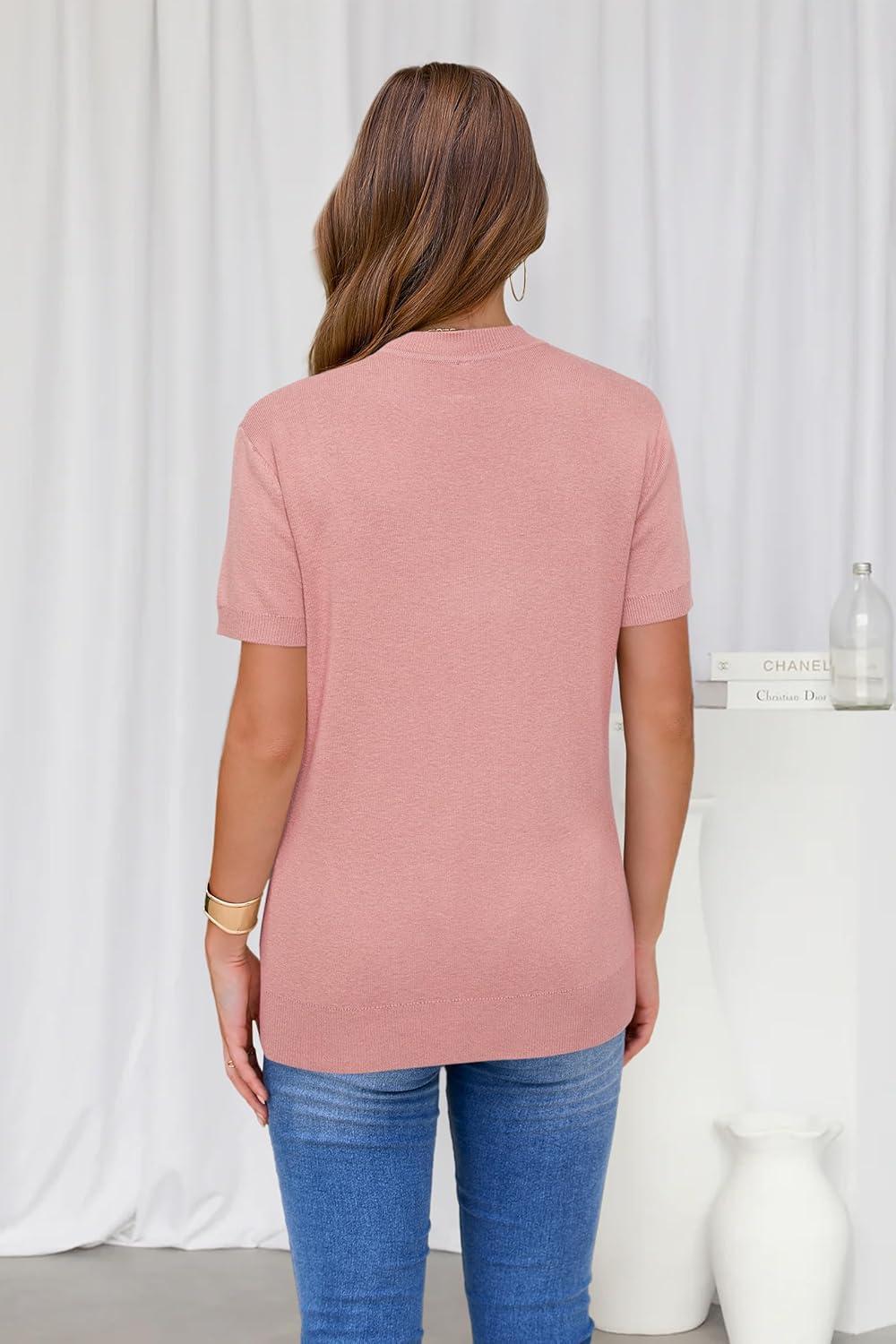 imageArachampampCloz Womens Wool Blend Business Casual Essential Fall Layering Pullover SweatersSakura Pink