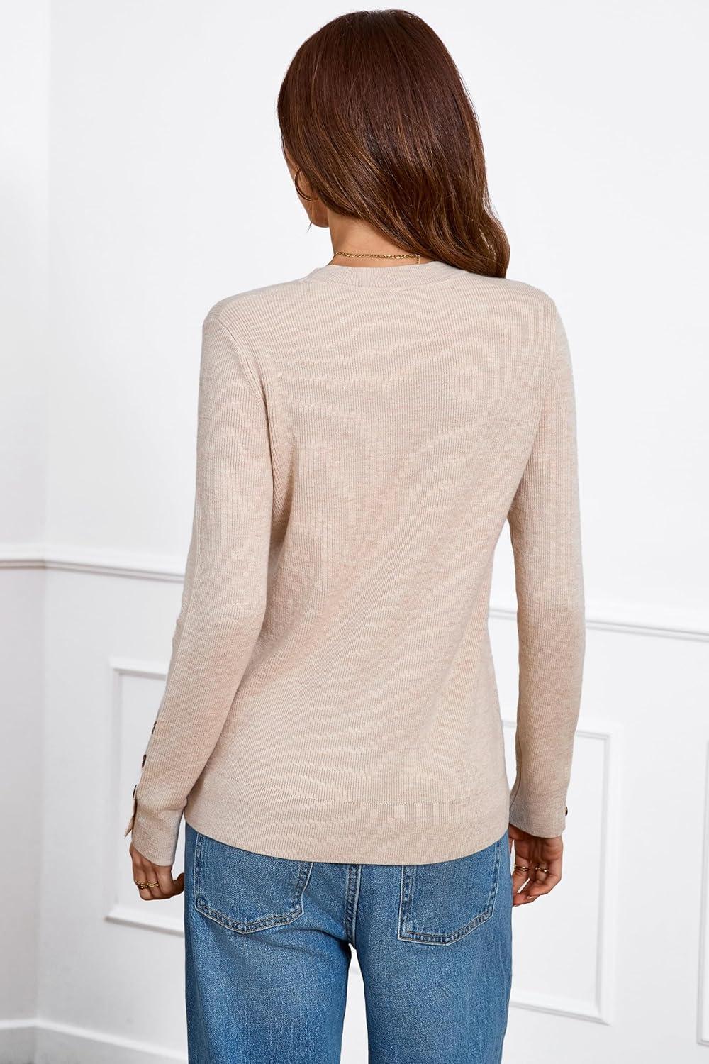 imageArachampampCloz Womens Wool Blend ButtonCuff Fall Fashion Casual SweatersApricot