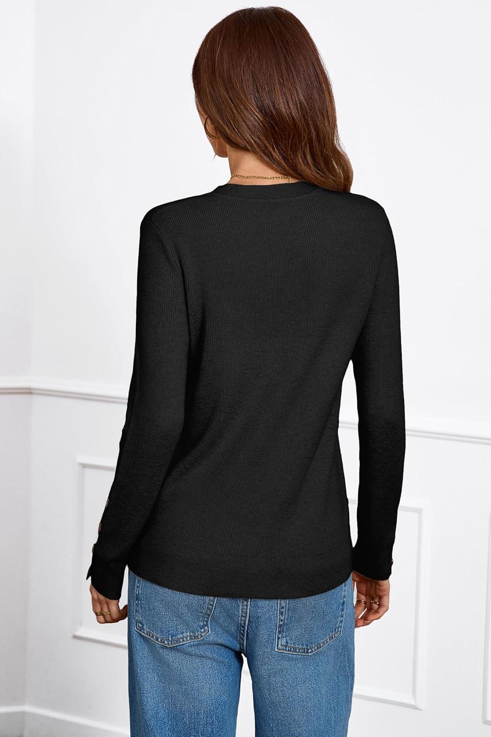 imageArachampampCloz Womens Wool Blend ButtonCuff Fall Fashion Casual SweatersBlack