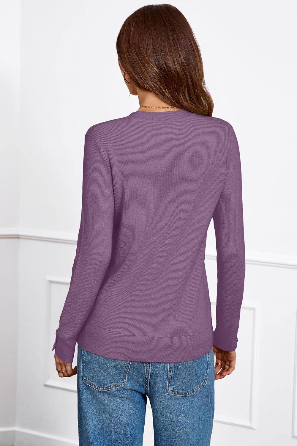 imageArachampampCloz Womens Wool Blend ButtonCuff Fall Fashion Casual SweatersPurple