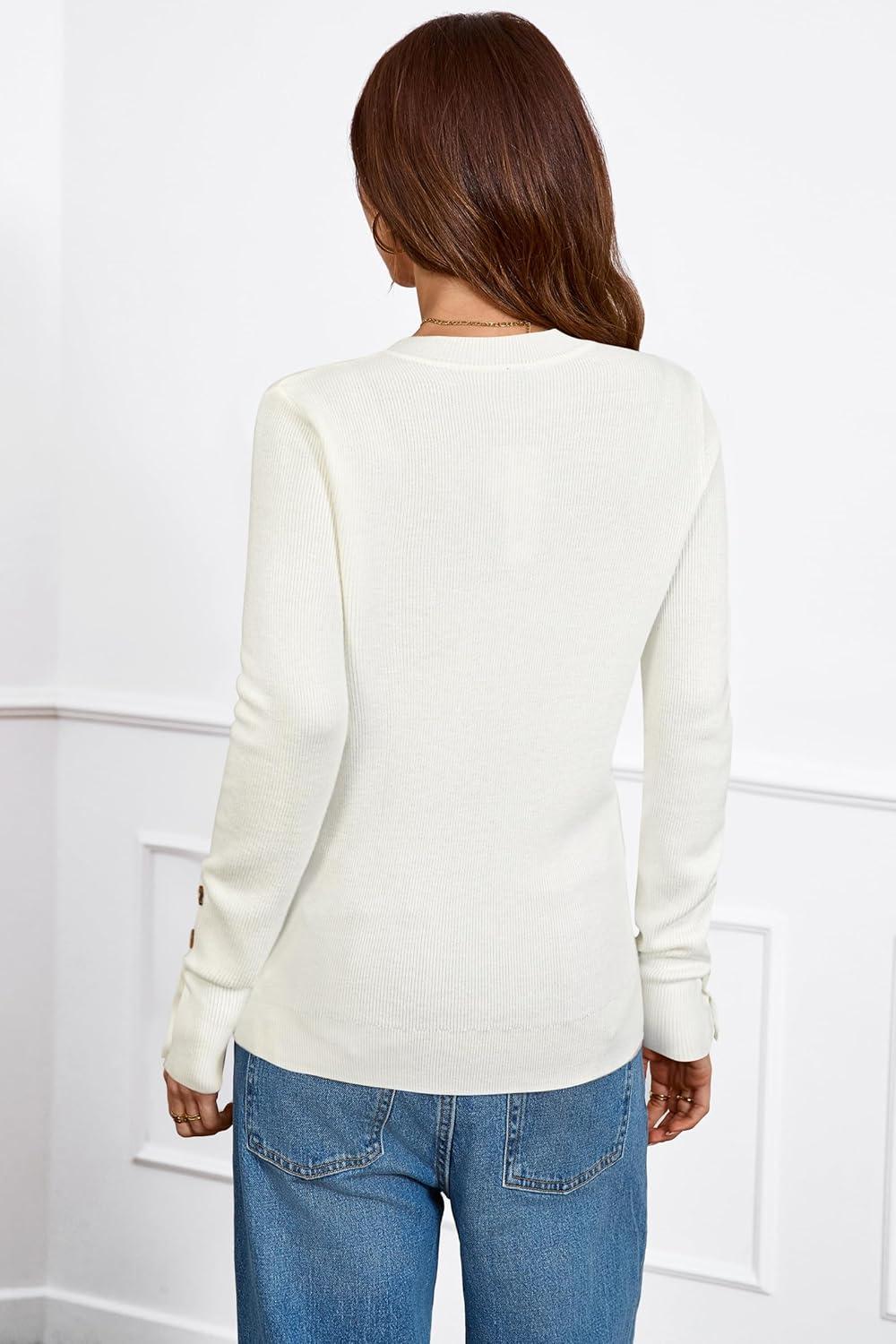 imageArachampampCloz Womens Wool Blend ButtonCuff Fall Fashion Casual SweatersWhite