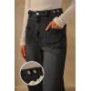 imageArachampampCloz Womens Stretchy Denim Adjustable Waist Buttons High Waisted Wide Leg Jeans 2025Black