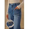 imageArachampampCloz Womens Stretchy Denim Adjustable Waist Buttons High Waisted Wide Leg Jeans 2025Blue