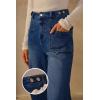 imageArachampampCloz Womens Stretchy Denim Adjustable Waist Buttons High Waisted Wide Leg Jeans 2025Dark Blue