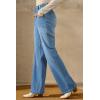 imageArachampampCloz Womens Stretchy Denim Adjustable Waist Buttons High Waisted Wide Leg Jeans 2025Light Blue