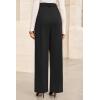 imageArachampampCloz Womens Wool Blend Elastic Waist Straight Leg Business Casual Pants 2025Black