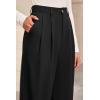 imageArachampampCloz Womens Wool Blend Elastic Waist Straight Leg Business Casual Pants 2025Black