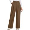 imageArachampampCloz Womens Wool Blend Elastic Waist Straight Leg Business Casual Pants 2025Brown