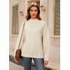 imageArachampampCloz Womens Wool Blend Soft Mock Neck Casual Oversized Fall SweaterBeige