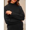 imageArachampampCloz Womens Wool Blend Soft Mock Neck Casual Oversized Fall SweaterBlack