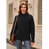 imageArachampampCloz Womens Wool Blend Soft Mock Neck Casual Oversized Fall SweaterBlack