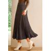 imageArachampampCloz Womens Wool Blend Wide Elastic Band ALine Pleated Flowy Long Skirts 2025Coffee