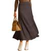 imageArachampampCloz Womens Wool Blend Wide Elastic Band ALine Pleated Flowy Long Skirts 2025Coffee