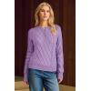 imageArachampampCloz Womens Comfy Cotton Blend Cable Knit Casual Sweaters 2025Light Purple