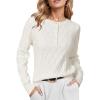 imageArachampampCloz Womens Comfy Cotton Blend Cable Knit Casual Sweaters 2025White