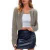 imageArachampampCloz Womens Wool Blend Faux Fur Cropped Jacket Winter Chic Bolero Shrug 2025Khaki