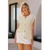 imageArachampampCloz Women Cap Sleeve Sweater Vest 2025 Summer Crochet Button Down Knit Cardigan Loose Business Casual Tops TrendyApricot