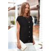 imageArachampampCloz Women Cap Sleeve Sweater Vest 2025 Summer Crochet Button Down Knit Cardigan Loose Business Casual Tops TrendyBlack