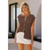 imageArachampampCloz Women Cap Sleeve Sweater Vest 2025 Summer Crochet Button Down Knit Cardigan Loose Business Casual Tops TrendyCoffee