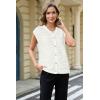 imageArachampampCloz Women Cap Sleeve Sweater Vest 2025 Summer Crochet Button Down Knit Cardigan Loose Business Casual Tops TrendyWhite