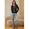 imageArachampampCloz Womens Bow Sweaters Fall Color Block Casual Cardigan Sweaters 2025Blackwhite