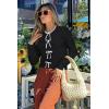imageArachampampCloz Womens Bow Sweaters Fall Color Block Casual Cardigan Sweaters 2025Blackwhite