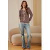 imageArachampampCloz Womens Bow Sweaters Fall Color Block Casual Cardigan Sweaters 2025Coffeeapricot