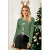 imageArachampampCloz Womens Bow Sweaters Fall Color Block Casual Cardigan Sweaters 2025Dark Greenapricot