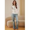 imageArachampampCloz Womens Bow Sweaters Fall Color Block Casual Cardigan Sweaters 2025Offwhiteavocado Green