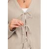 imageArachampampCloz Womens Cozy Cotton Tie Front Fall Trendy Bow Cardigan Sweaters 2025Apricot