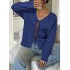 imageArachampampCloz Womens Cozy Cotton Tie Front Fall Trendy Bow Cardigan Sweaters 2025Dark Blue