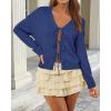 imageArachampampCloz Womens Cozy Cotton Tie Front Fall Trendy Bow Cardigan Sweaters 2025Dark Blue