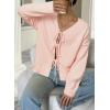 imageArachampampCloz Womens Cozy Cotton Tie Front Fall Trendy Bow Cardigan Sweaters 2025Light Pink