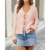 imageArachampampCloz Womens Cozy Cotton Tie Front Fall Trendy Bow Cardigan Sweaters 2025Light Pink